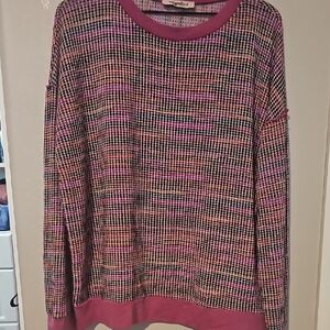 Haptics Sz 2x Faux Stripe Colorful Crewneck Sweater